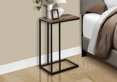 Accent Table, C-shaped, End, Side, Snack, Living Room, Bedroom, Brown Laminate, Black Metal, Contemporary, Modern