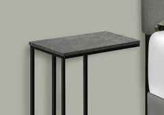 Accent Table, C-shaped, End, Side, Snack, Living Room, Bedroom, Grey Laminate, Black Metal, Contemporary, Modern