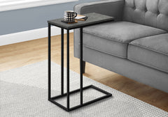 Accent Table, C-shaped, End, Side, Snack, Living Room, Bedroom, Grey Laminate, Black Metal, Contemporary, Modern