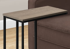 Accent Table, C-shaped, End, Side, Snack, Living Room, Bedroom, Brown Laminate, Black Metal, Contemporary, Modern