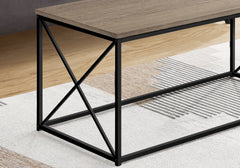Coffee Table, Accent, Cocktail, Rectangular, Living Room, 40"l, Brown Laminate, Black Metal, Contemporary, Modern