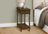 Accent Table, 2 Tier, End, Side Table, Nightstand, Bedroom, Narrow, Lamp, Storage Drawer, Brown Veneer, Traditional