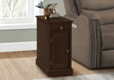 Accent Table, End, Side Table, Nightstand, Narrow, Bedroom, Lamp, Storage Drawer, Brown Veneer, Traditional