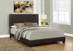 Bed, Queen Size, Bedroom, Upholstered, Brown Leather Look, Transitional