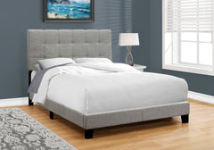 Bed, Full Size, Bedroom, Upholstered, Grey Linen Look, Transitional