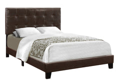 Bed, Full Size, Bedroom, Upholstered, Brown Leather Look, Transitional