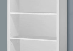Bookshelf, Bookcase, Etagere, 5 Tier, 48"h, Office, Bedroom, White Laminate, Contemporary, Modern