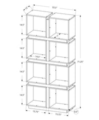 Bookshelf, Bookcase, Etagere, 5 Tier, 71"h, Office, Bedroom, Grey And White Laminate, Contemporary, Modern