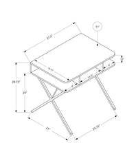Computer Desk, Home Office, Laptop, Storage Shelves, 31"l, Work, White Laminate, Grey Metal, Contemporary, Modern