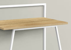 Computer Desk, Home Office, Laptop, 30"l, Work, Natural Laminate, White Metal, Contemporary, Modern