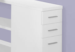 Computer Desk, Home Office, Corner, Left, Right Set-up, Storage Drawers, L Shape, Work, Laptop, White Laminate, Grey Metal, Contemporary, Modern