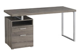 Computer Desk, Home Office, Laptop, Left, Right Set-up, Storage Drawers, 60"l, Work, Brown Laminate, Grey Metal, Contemporary, Modern