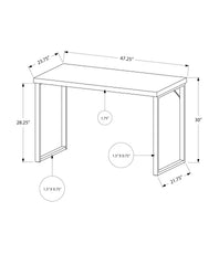 Computer Desk, Home Office, Laptop, 48"l, Work, White Laminate, Grey Metal, Contemporary, Modern