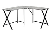 Computer Desk, Home Office, Corner, 55"l, L Shape, Work, Laptop, Grey Laminate, Black Metal, Contemporary, Modern