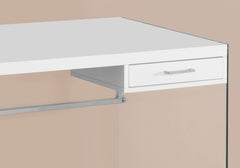 Computer Desk, Home Office, Laptop, Storage Drawers, 48"l, Work, Glossy White Laminate, Clear Tempered Glass, Contemporary, Modern