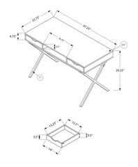 Computer Desk, Home Office, Laptop, Storage Drawers, 48"l, Work, Brown Laminate, Gold Metal, Contemporary, Modern