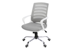 Office Chair, Adjustable Height, Swivel, Ergonomic, Armrests, Computer Desk, Work, Grey Mesh, Chrome Metal, Contemporary, Modern