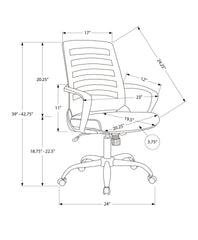 Office Chair, Adjustable Height, Swivel, Ergonomic, Armrests, Computer Desk, Work, Grey Mesh, Chrome Metal, Contemporary, Modern