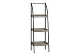 Bookshelf, Bookcase, Etagere, Corner, 3 Tier, 48"h, Office, Bedroom, Brown Laminate, Black Metal, Contemporary, Modern