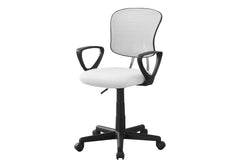 Office Chair, Adjustable Height, Swivel, Ergonomic, Armrests, Computer Desk, Work, Juvenile, White Mesh, Black Metal, Contemporary, Modern