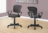 Office Chair, Adjustable Height, Swivel, Ergonomic, Armrests, Computer Desk, Work, Juvenile, Grey Mesh, Black Metal, Contemporary, Modern