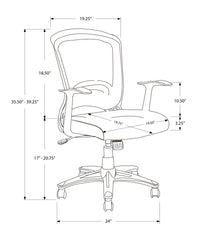Office Chair, Adjustable Height, Swivel, Ergonomic, Armrests, Computer Desk, Work, Black Mesh, Black Metal, Contemporary, Modern