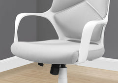Office Chair, Adjustable Height, Swivel, Ergonomic, Armrests, Computer Desk, Work, Grey Mesh, White Metal, Contemporary, Modern