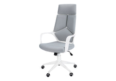Office Chair, Adjustable Height, Swivel, Ergonomic, Armrests, Computer Desk, Work, Grey Mesh, White Metal, Contemporary, Modern