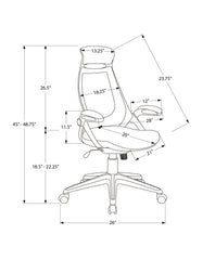 Office Chair, Adjustable Height, Swivel, Ergonomic, Armrests, Computer Desk, Work, Black Leather Look, Black Metal, Contemporary, Modern