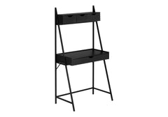 Computer Desk, Home Office, Laptop, Leaning, Storage Drawers, 32"l, Work, Black Laminate, Black Metal, Contemporary, Modern