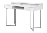 Computer Desk, Home Office, Laptop, Storage Drawers, 48"l, Work, White Laminate, Grey Metal, Contemporary, Modern