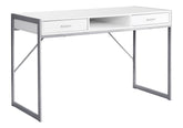 Computer Desk, Home Office, Laptop, Storage Drawers, 48"l, Work, White Laminate, Grey Metal, Contemporary, Modern