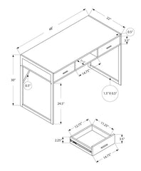 Computer Desk, Home Office, Laptop, Storage Drawers, 48"l, Work, Brown Laminate, Grey Metal, Contemporary, Modern