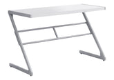 Computer Desk, Home Office, Laptop, 48"l, Work, White Laminate, Grey Metal, Contemporary, Modern