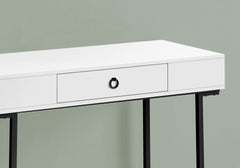 Computer Desk, Home Office, Laptop, Storage Drawers, 42"l, Work, Glossy White Laminate, Black Metal, Contemporary, Modern