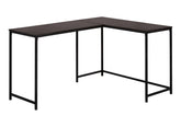Computer Desk, Home Office, Corner, 58"l, L Shape, Work, Laptop, Brown Laminate, Black Metal, Contemporary, Modern