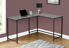 Computer Desk, Home Office, Corner, 58"l, L Shape, Work, Laptop, Grey Laminate, Black Metal, Contemporary, Modern