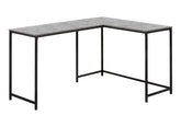 Computer Desk, Home Office, Corner, 58"l, L Shape, Work, Laptop, Grey Laminate, Black Metal, Contemporary, Modern