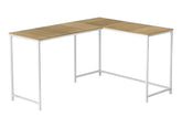 Computer Desk, Home Office, Corner, 58"l, L Shape, Work, Laptop, Natural Laminate, White Metal, Contemporary, Modern