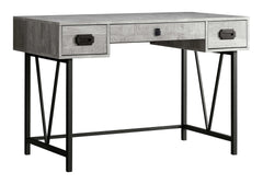 Computer Desk, Home Office, Laptop, Storage Drawers, 48"l, Work, Grey Laminate, Black Metal, Transitional