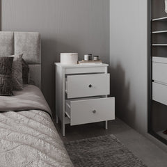Nightstand, 2 Drawers, White