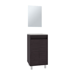 Bathroom Set, Cabinet with Sink + Mirror, 2 Doors, 4 Legs, 2 Shelves, 1 Mirror, Black Wengue