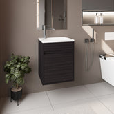 Bathroom Vanity with Sink, 1 Door, Black Wengue