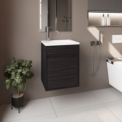 Bathroom Vanity with Sink, 1 Door, Black Wengue