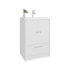 Bathroom Vanity with Sink, 2 Doors, 1 Drawer, White