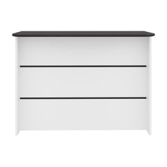 Kitchen Island 35.4" H, 3 Shelves, White / Black Wengue - Kitchen