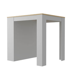 2 Piece Kitchen Set, Kitchen Island Table + Pantry Cabinet, White / Light Oak