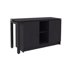Desk 28.5" H, 2 Doors, 5 Shelves, 2 Legs, Black Wengue - Home Office