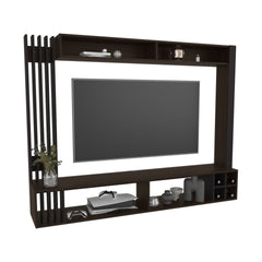 Entertainment Center 55.1" H, 8 Shelves, Dark Walnut/Black Wengue
