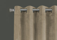 Curtain Panel, 2pcs Set, 54"w X 84"l, Room Darkening, Grommet, Living Room, Bedroom, Kitchen, Beige Velvet, Contemporary, Modern